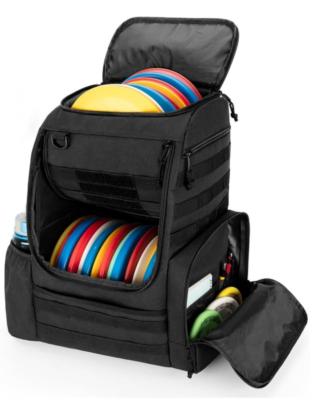 Spacious Disc Golf Backpack for 24-26 Discs, Lightweight & Durable, Black